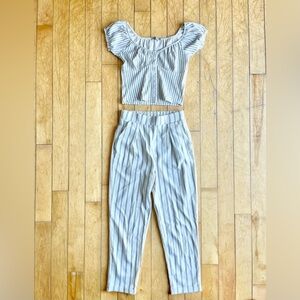 Stradivarius Striped White Women's Two Piece Set Size XS Small